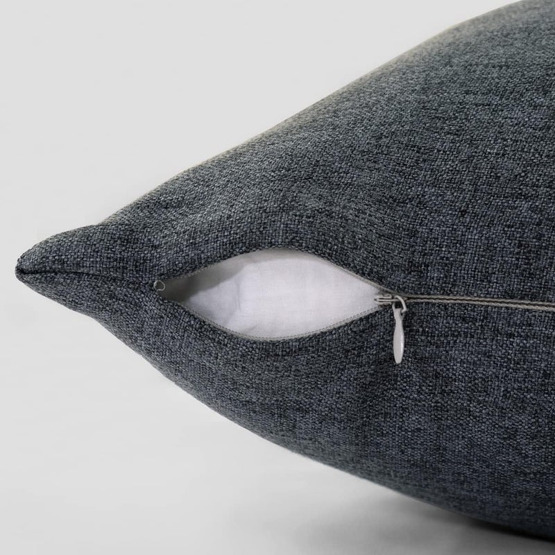 AMBERIS 2 Pillowcases (45×45cm)(Without Insert) Dark Grey, Imitation Linen Decorative 2 Pillowcases (Without Insert) for Home Hotel - Image 3